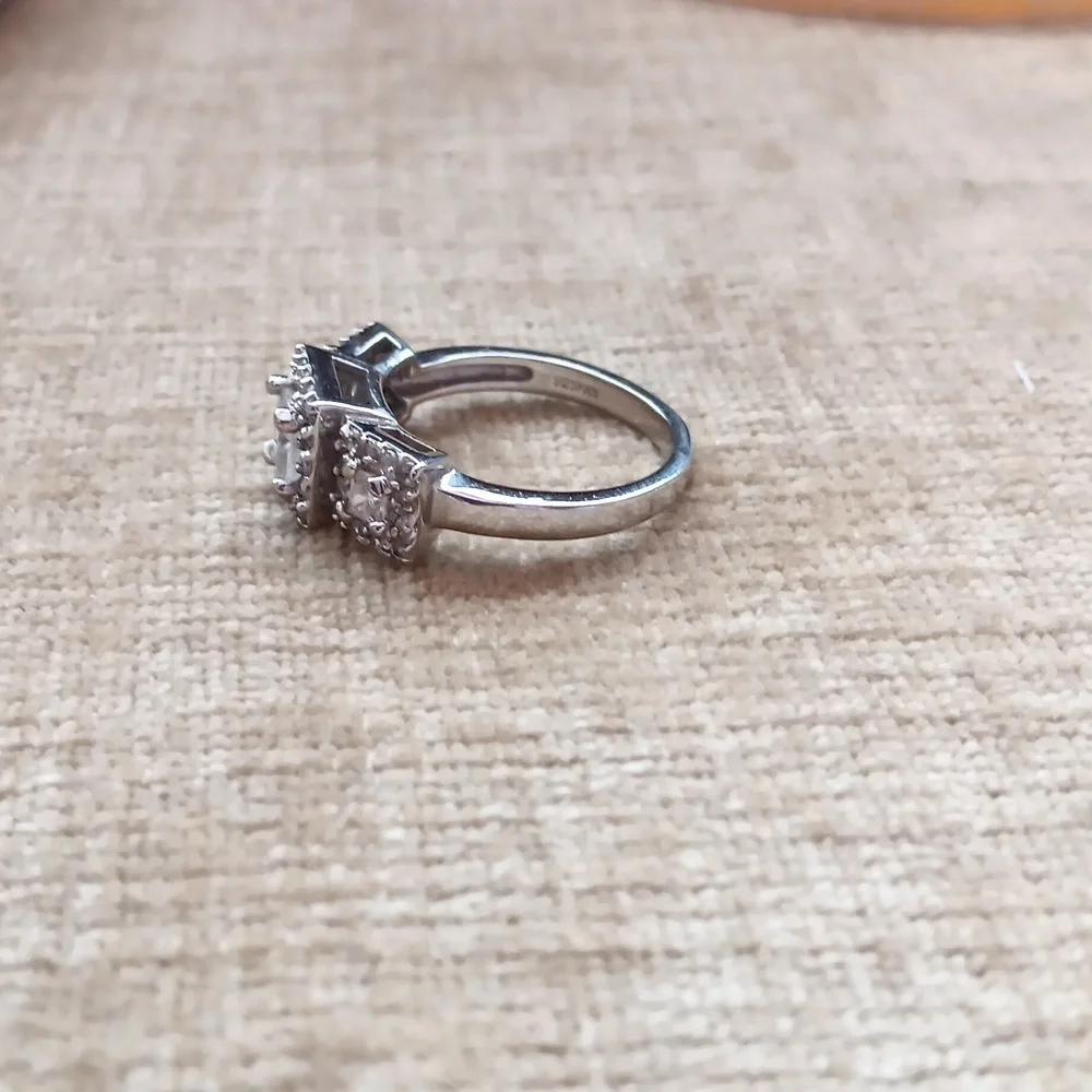 Silver Synthetic Crystal Ring